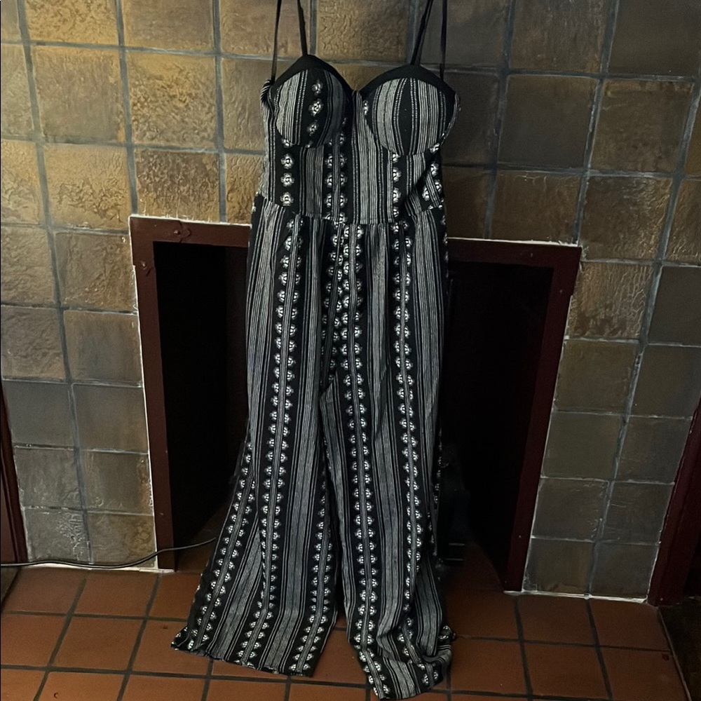 Black and White Striped Jumpsuit